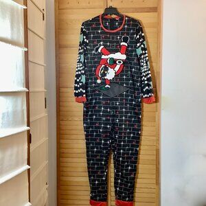 Blinking Lights on a One Piece Christmas Santa Suit XL Unisex